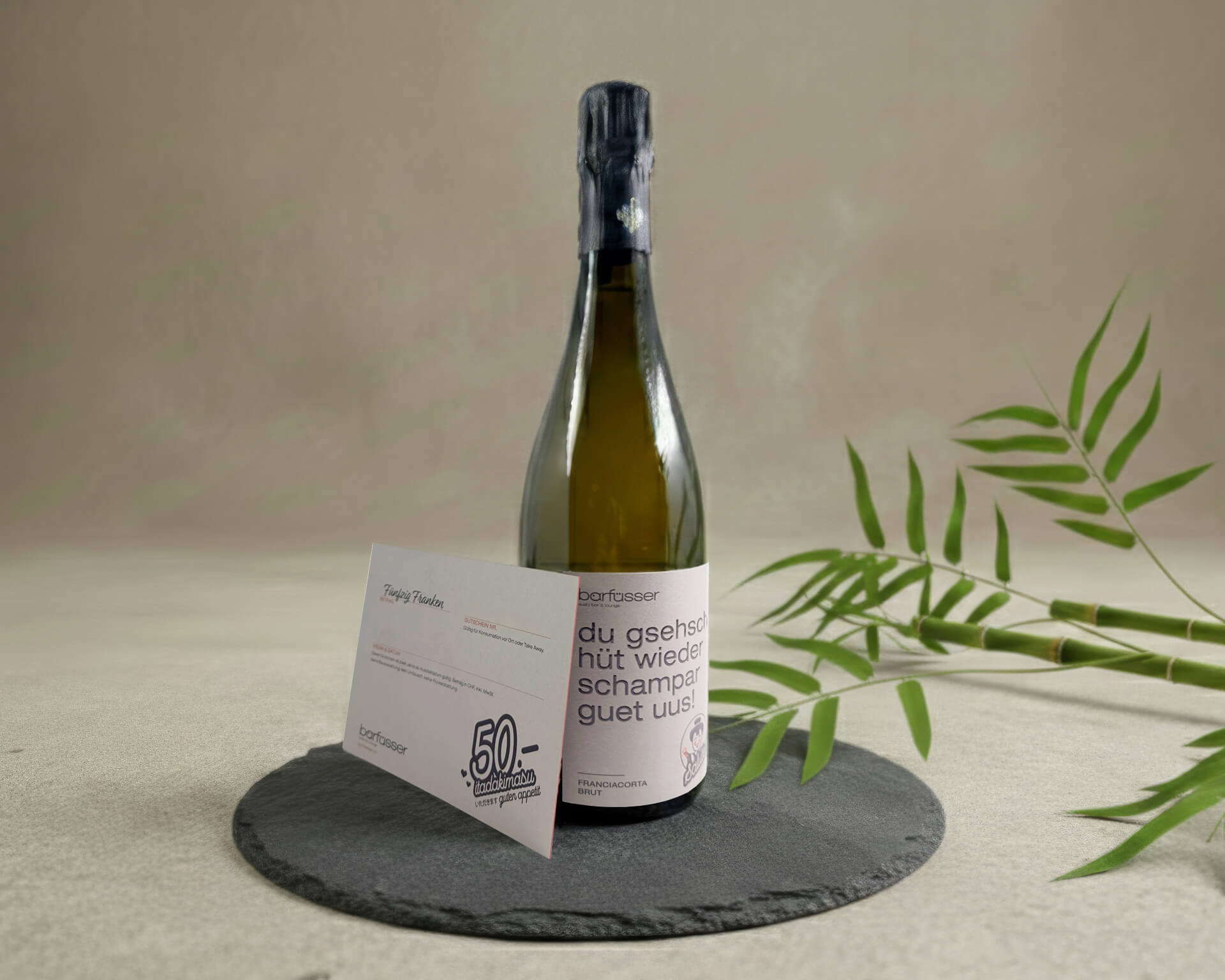 Barfuesser Gutschein CHF50 Franciacorta Shop Packshot 2026 Web